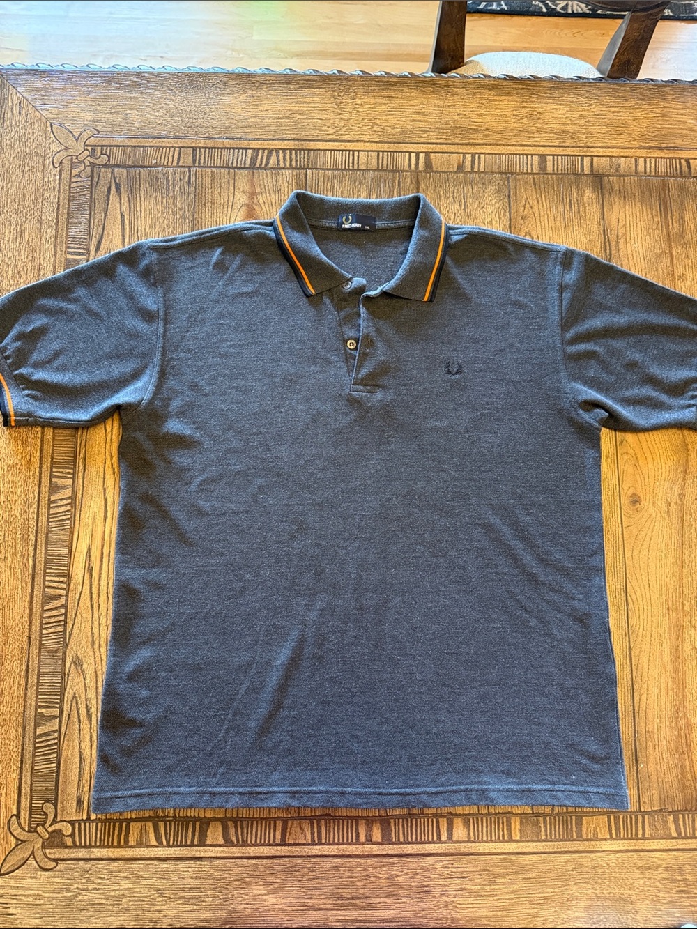 Fred Perry Men's Dark Gray Polo with Orange Trim